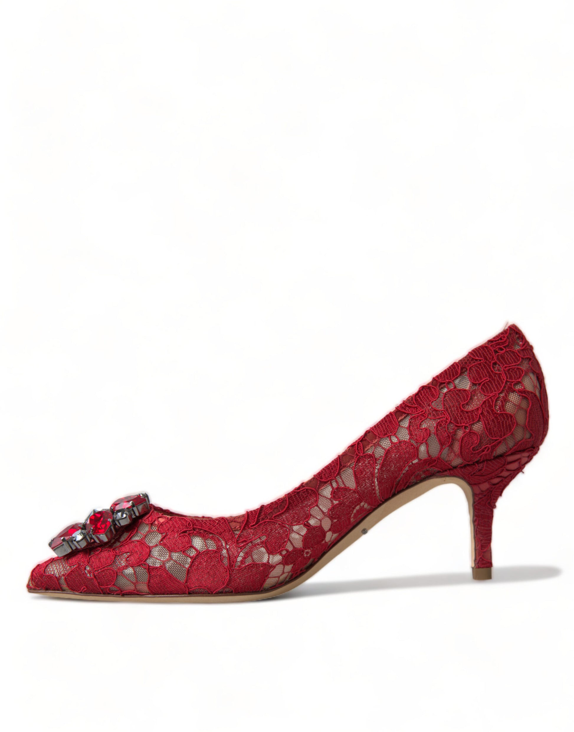 Dolce & Gabbana Red Taormina Lace Crystal Heels Pumps Shoes Dolce & Gabbana
