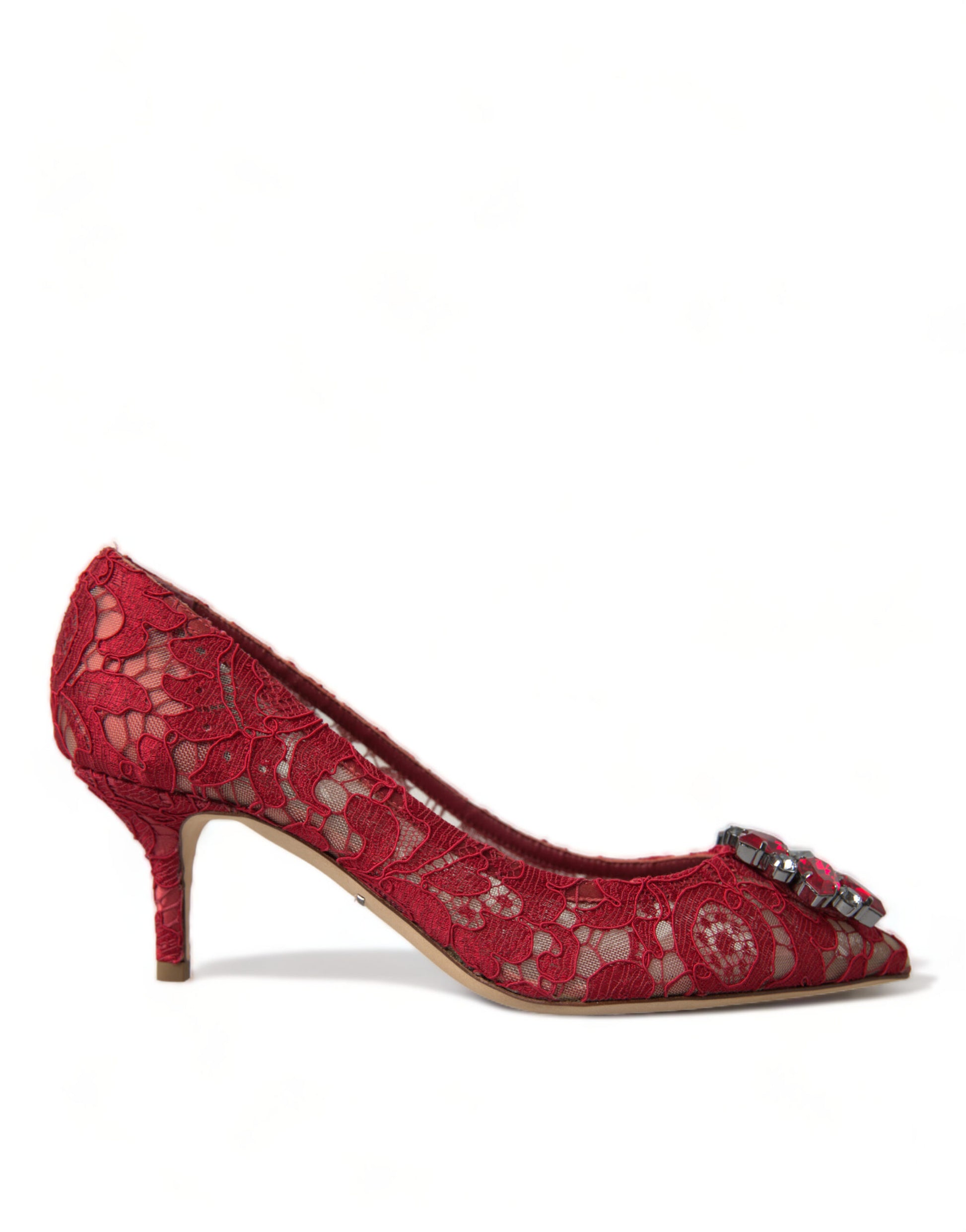 Dolce & Gabbana Red Taormina Lace Crystal Heels Pumps Shoes Dolce & Gabbana