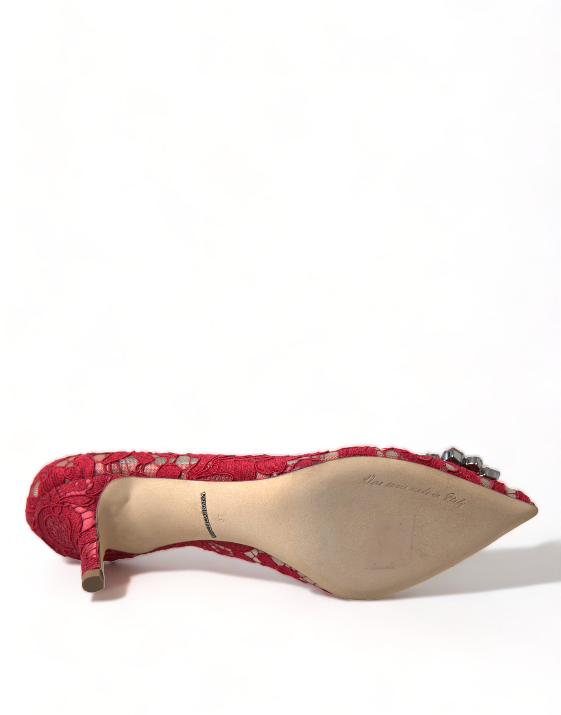 Dolce & Gabbana Red Taormina Lace Crystal Heels Pumps Shoes Dolce & Gabbana