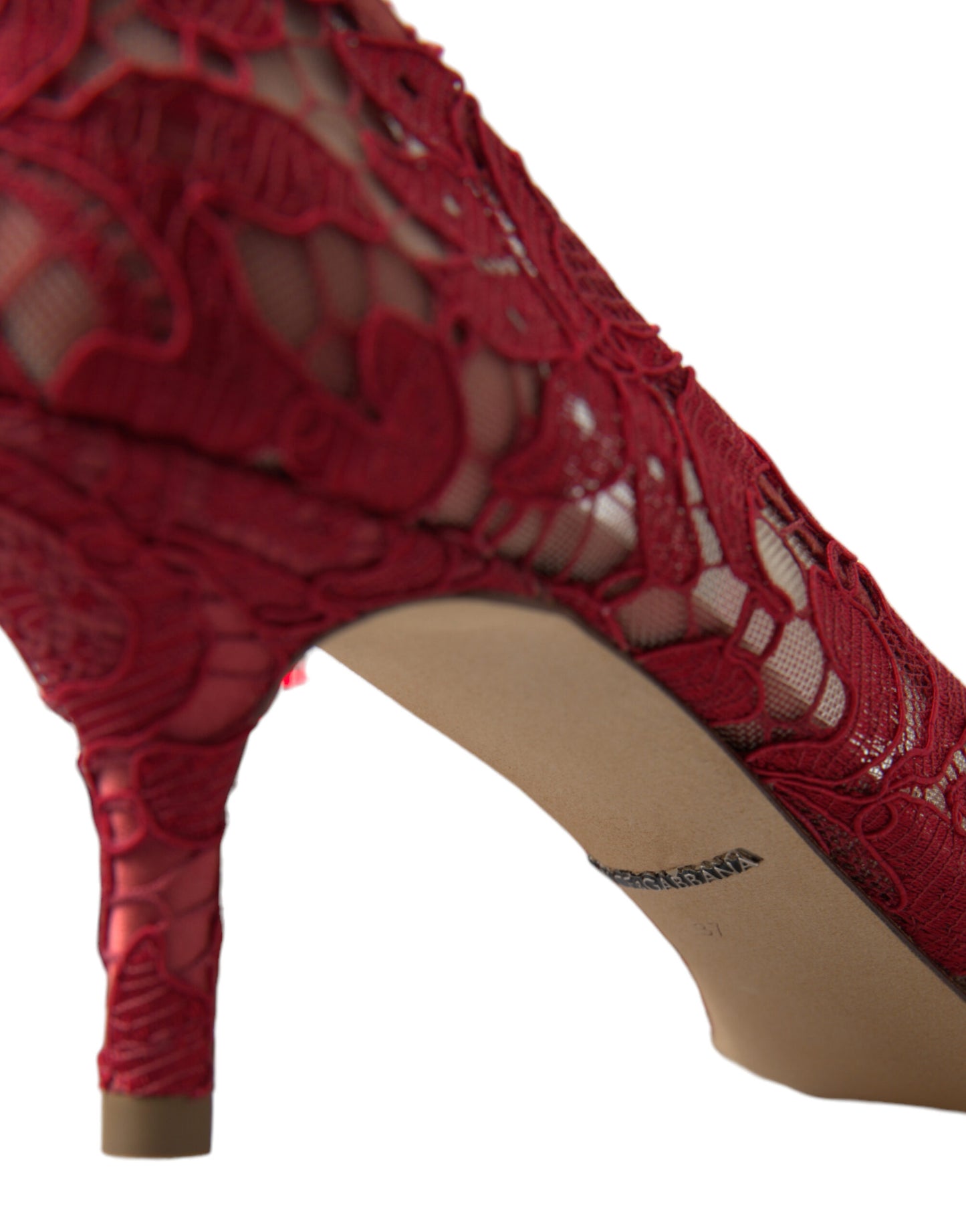 Dolce & Gabbana Red Taormina Lace Crystal Heels Pumps Shoes Dolce & Gabbana