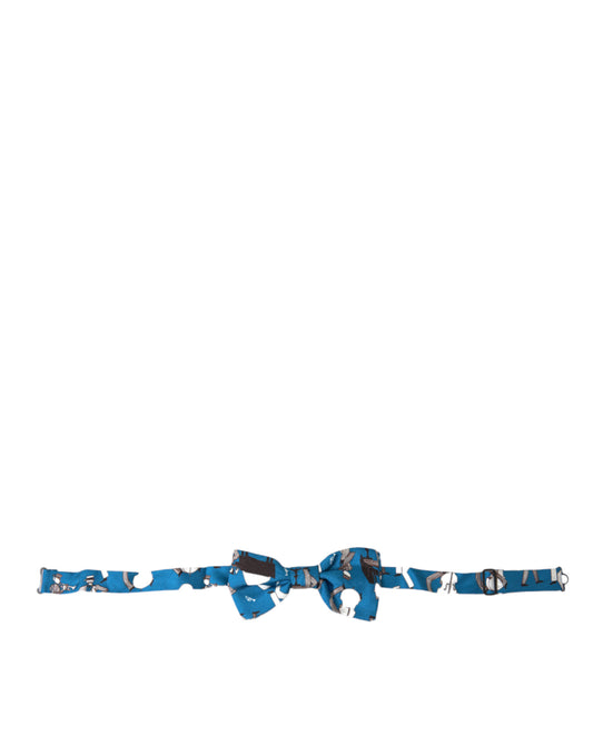 Dolce & Gabbana Blue Jazz Club Silk Adjustable Neck Papillon Bow Tie Dolce & Gabbana