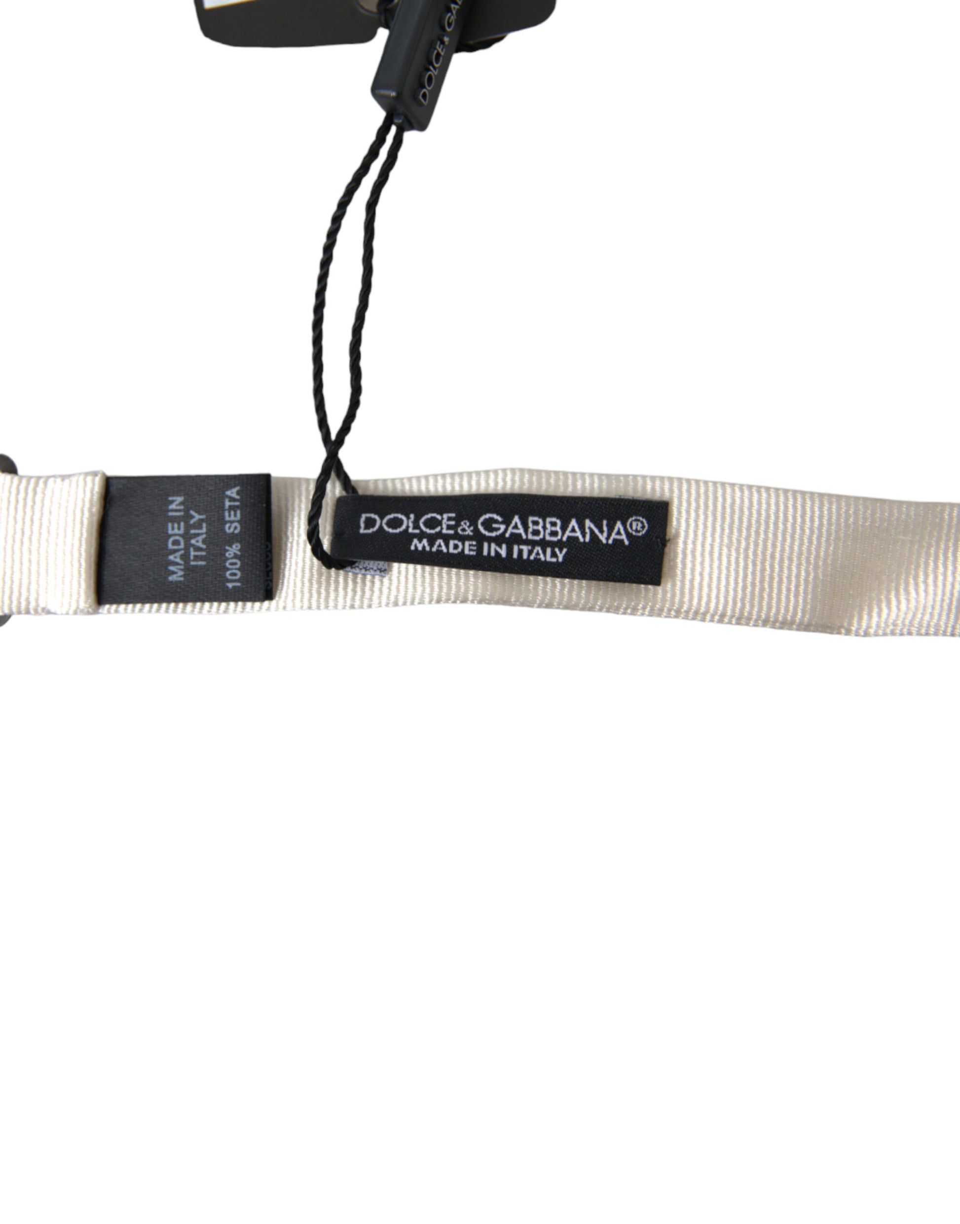 Dolce & Gabbana White Silk Slim Adjustable Neck Papillon Bow Tie Dolce & Gabbana