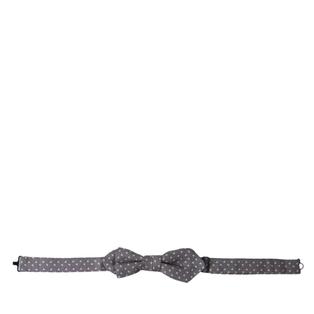 Dolce & Gabbana Gray Polka Dots Silk Adjustable Neck Papillon Bow Tie