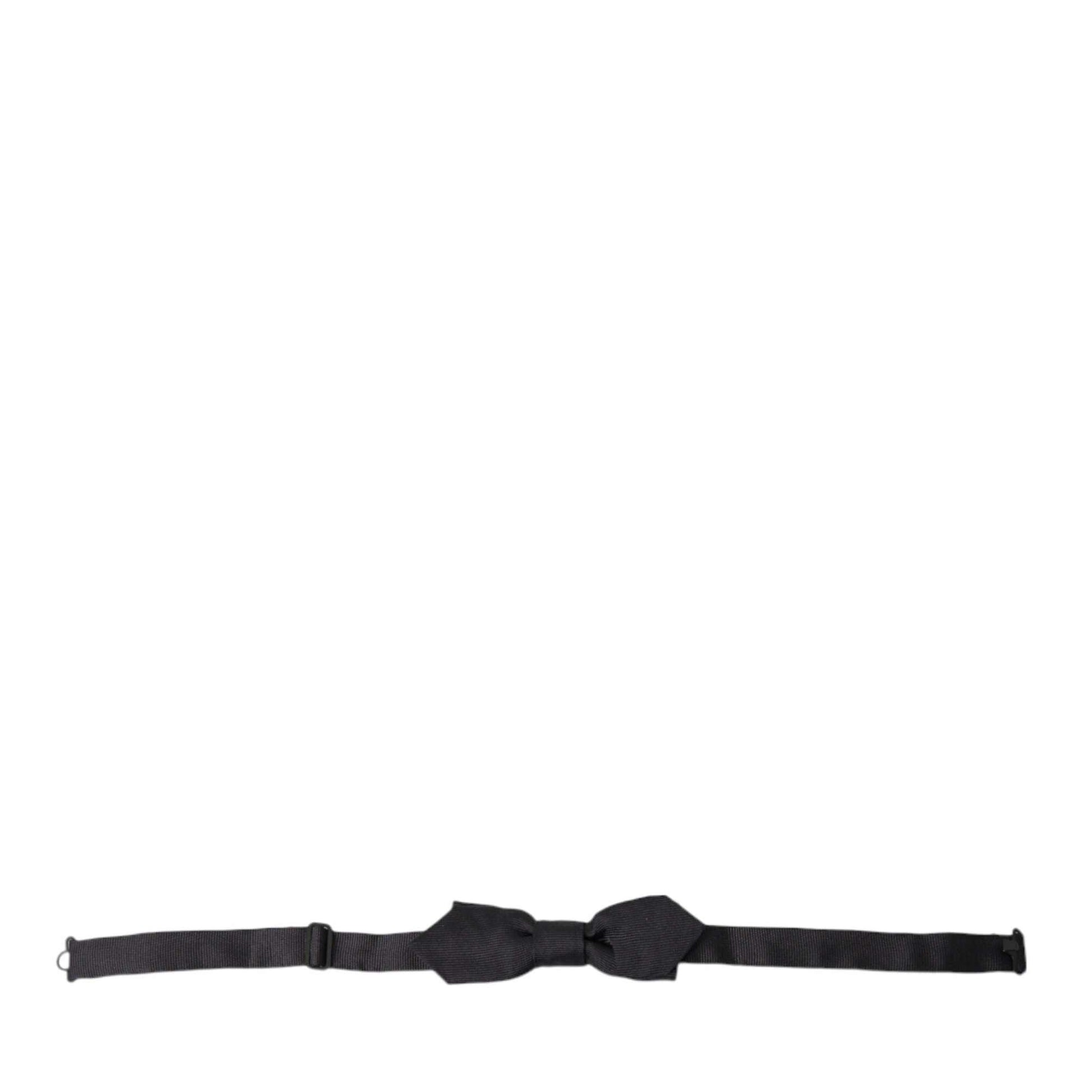 Dolce & Gabbana Black Solid Silk Adjustable Neck Papillon Bow Tie Dolce & Gabbana