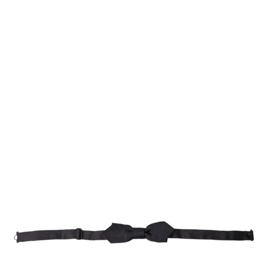 Dolce & Gabbana Black Solid Silk Adjustable Neck Papillon Bow Tie Dolce & Gabbana
