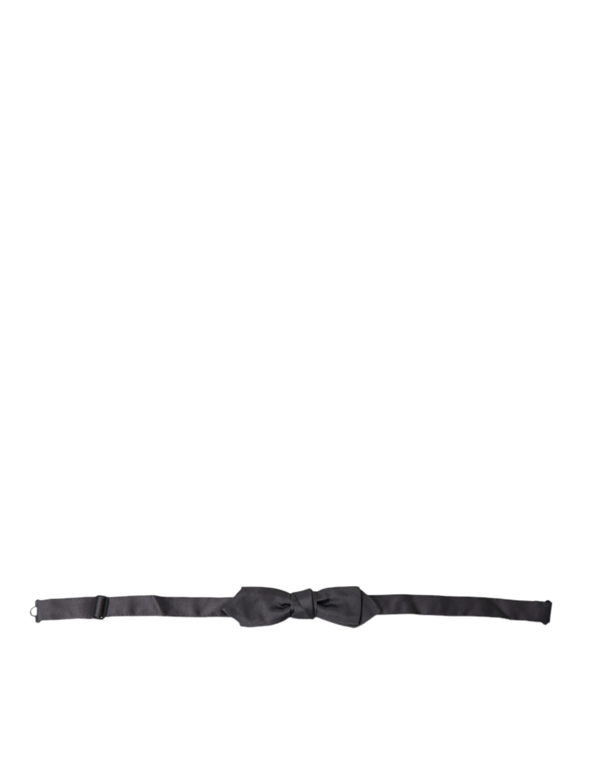 Dolce & Gabbana Dark Gray Silk Adjustable Neck Men Papillon Bow Tie Dolce & Gabbana