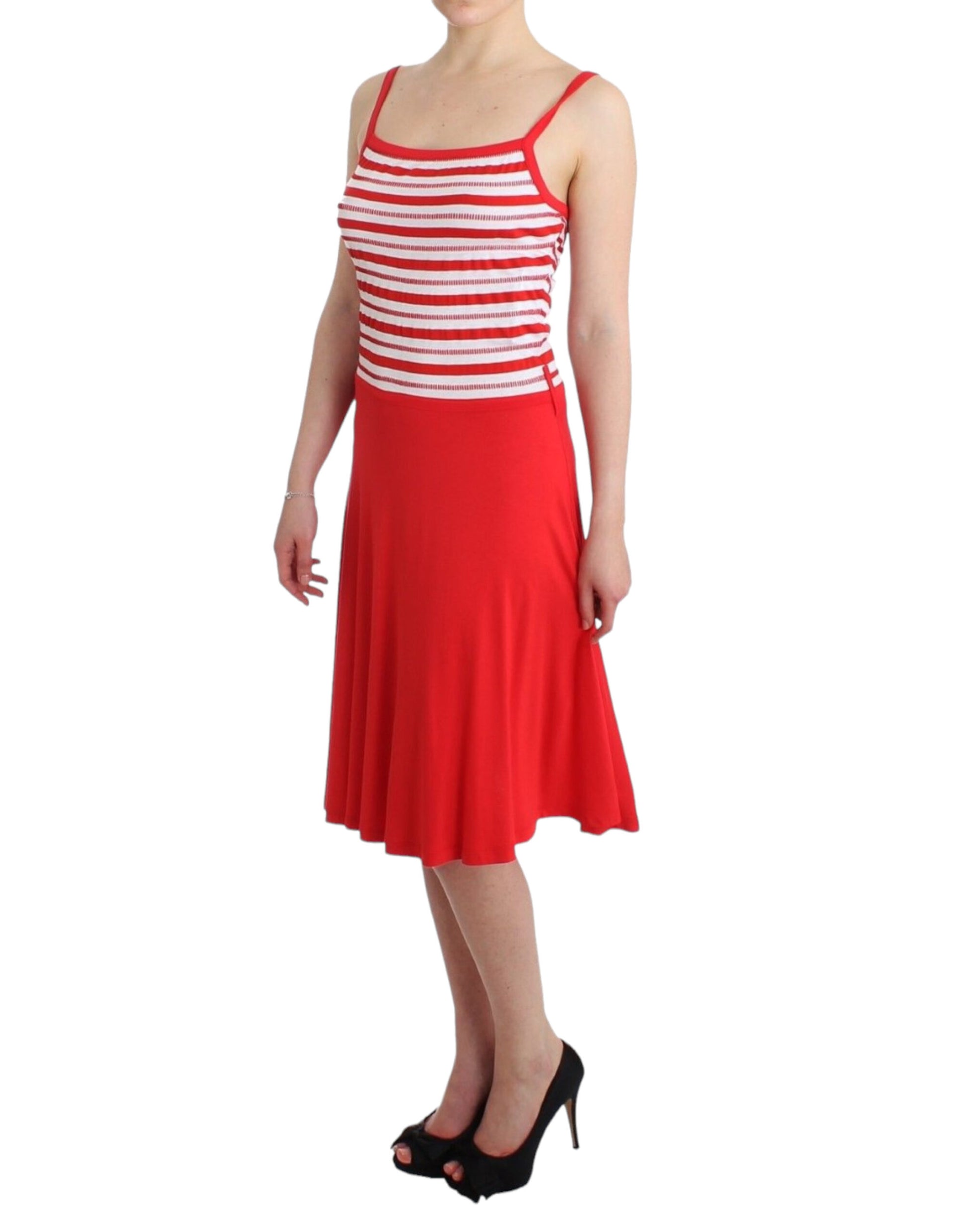 Roccobarocco Red striped jersey A-line dress Roccobarocco