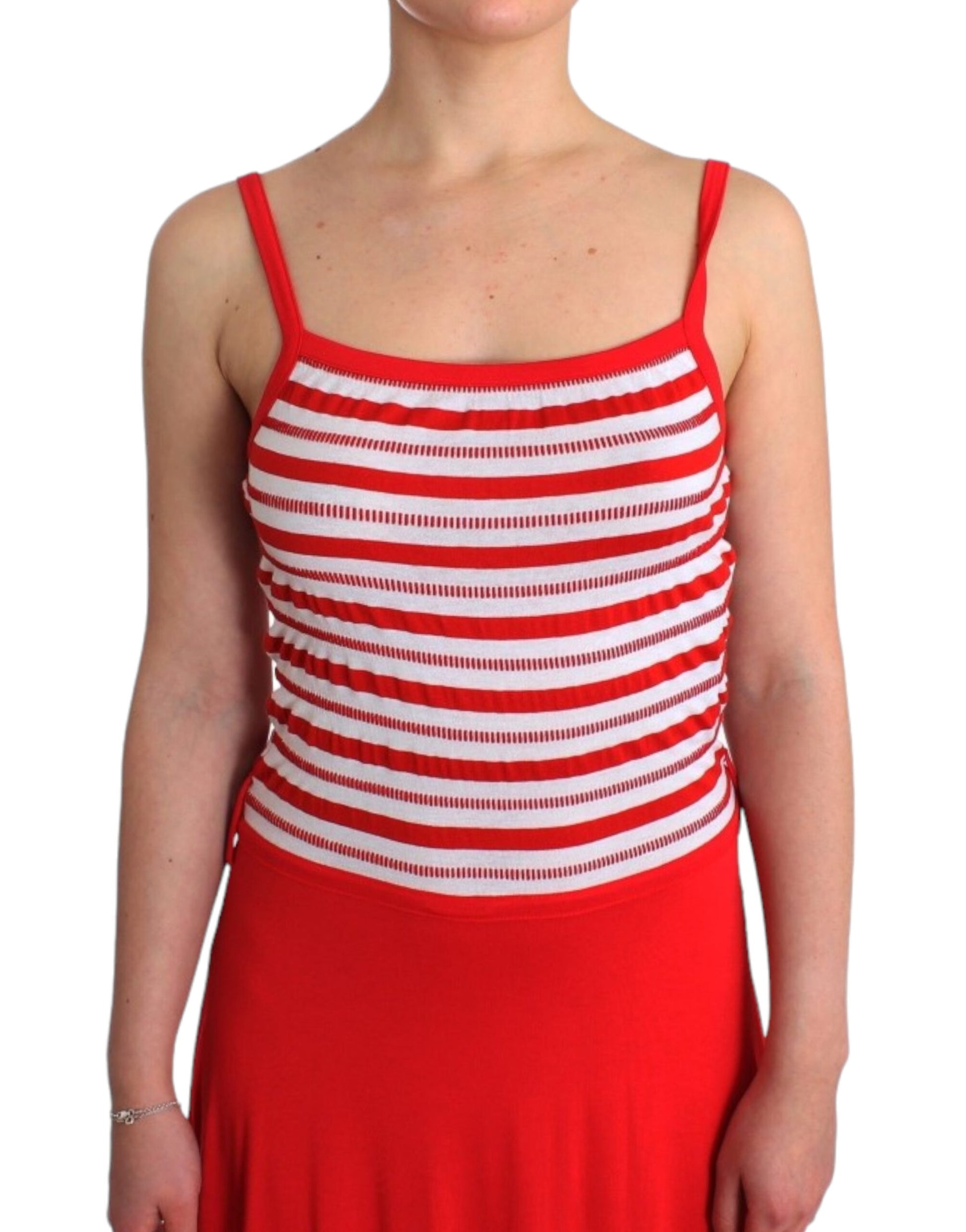 Roccobarocco Red striped jersey A-line dress Roccobarocco