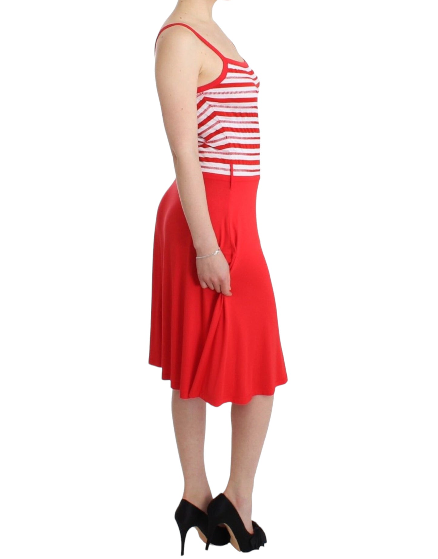 Roccobarocco Red striped jersey A-line dress Roccobarocco