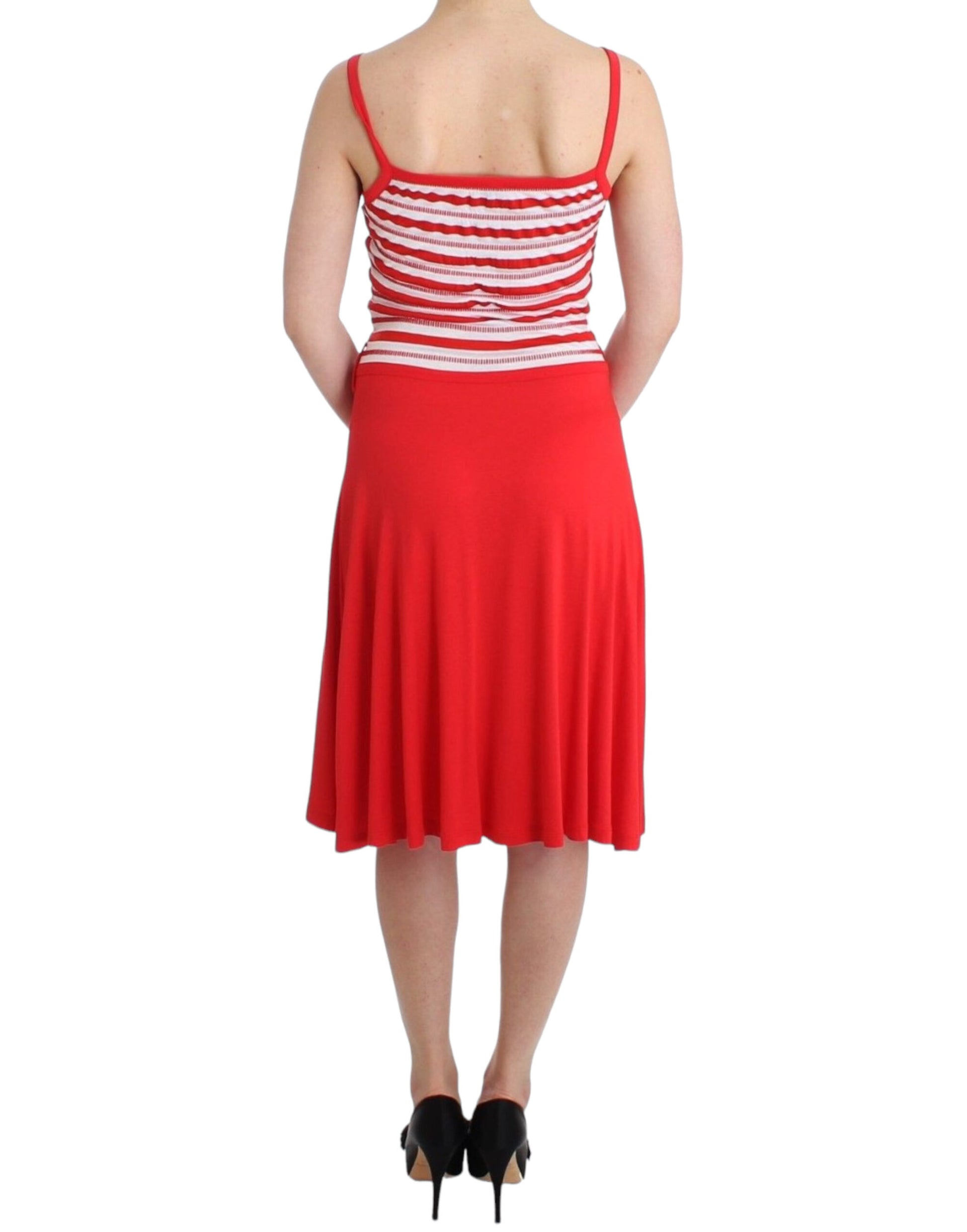 Roccobarocco Red striped jersey A-line dress Roccobarocco