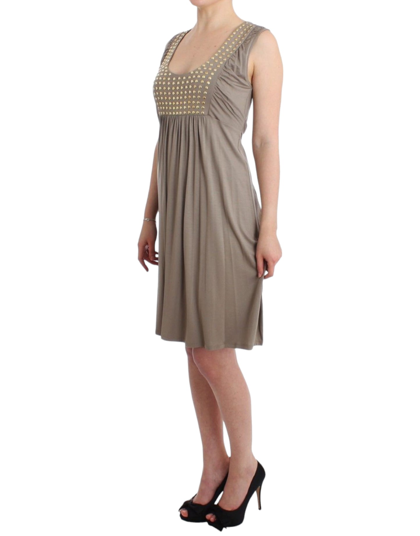 Roccobarocco Khaki studded sheath dress Roccobarocco