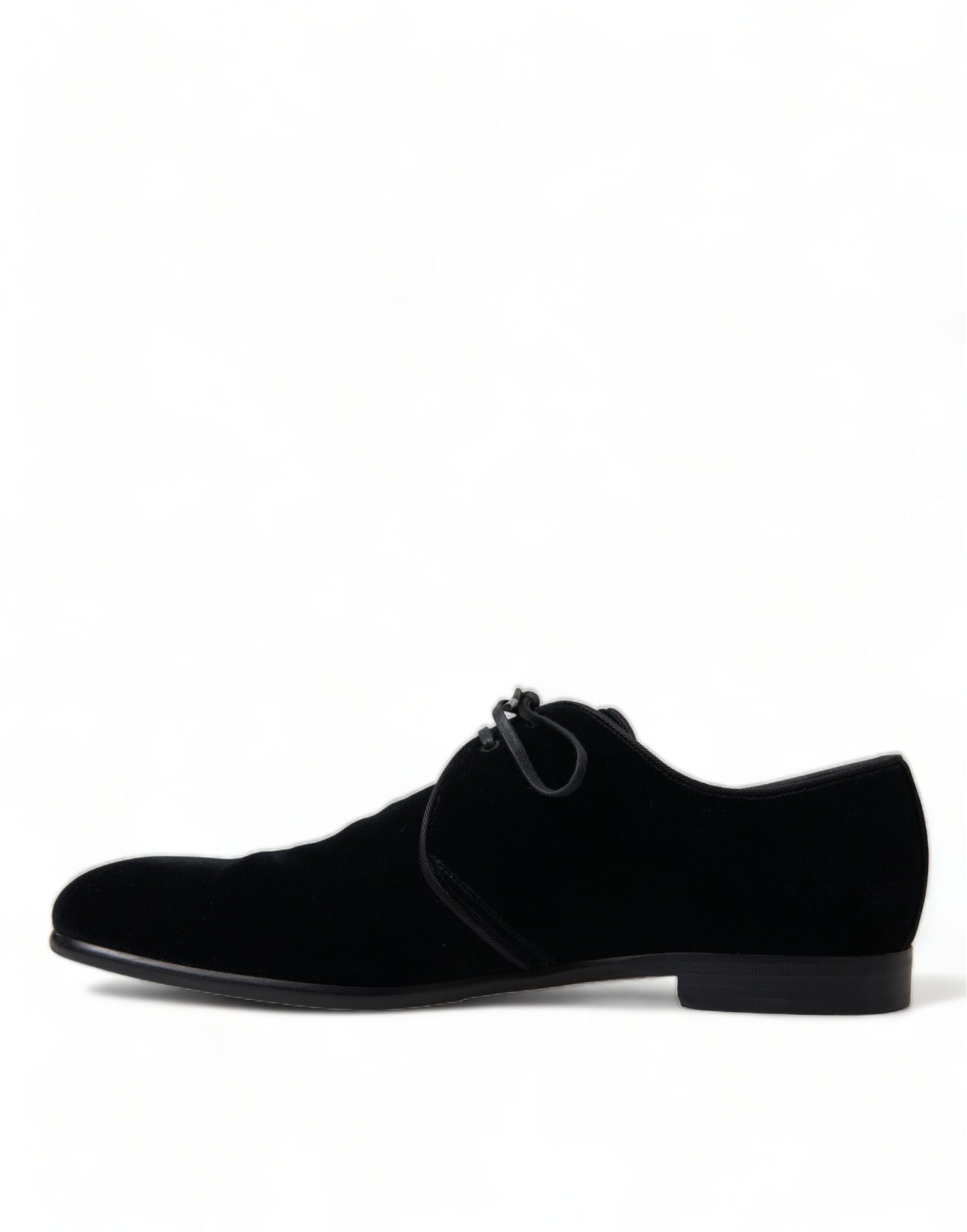 Dolce & Gabbana Black Velvet Lace Up Formal Derby Dress Shoes Dolce & Gabbana