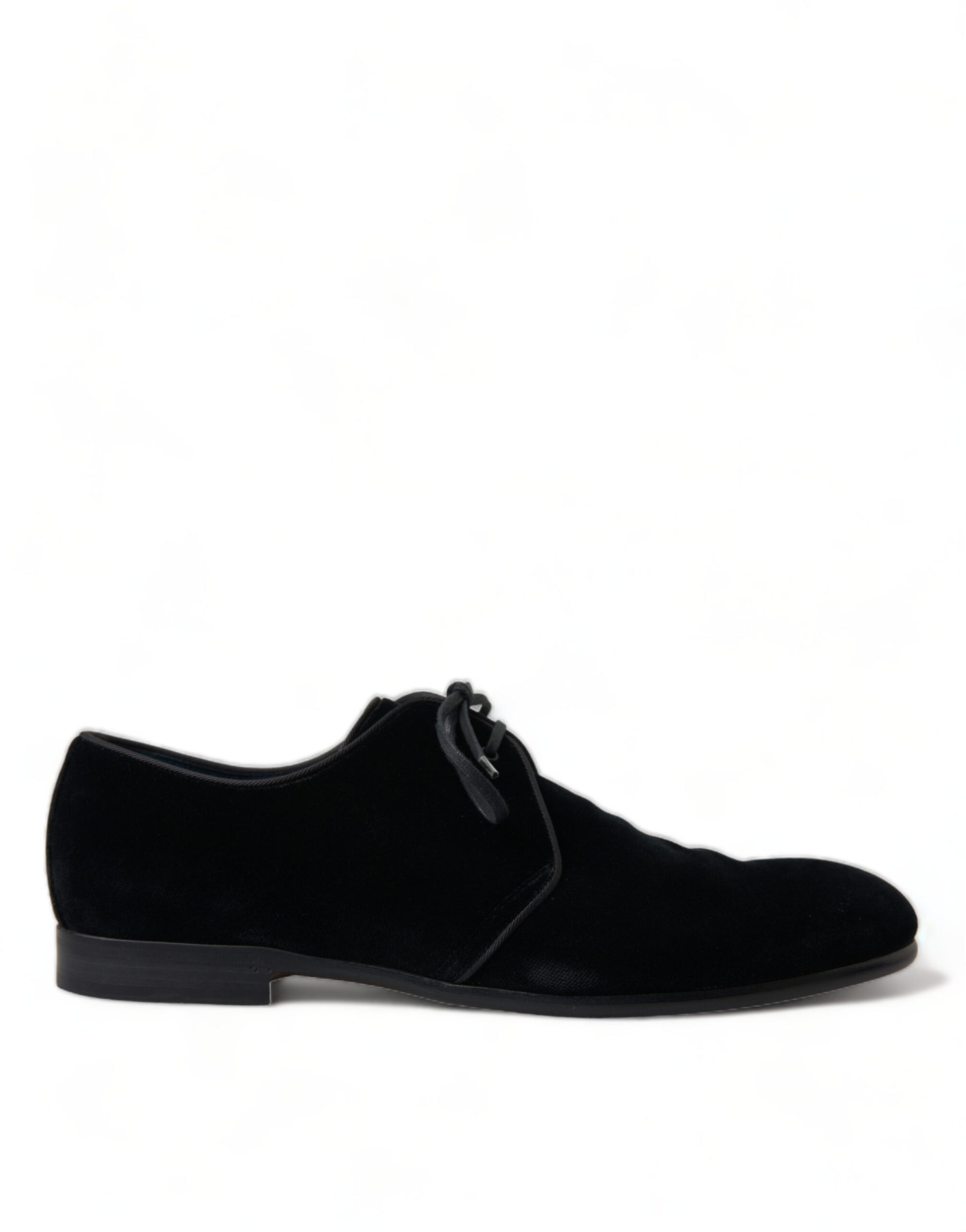 Dolce & Gabbana Black Velvet Lace Up Formal Derby Dress Shoes Dolce & Gabbana