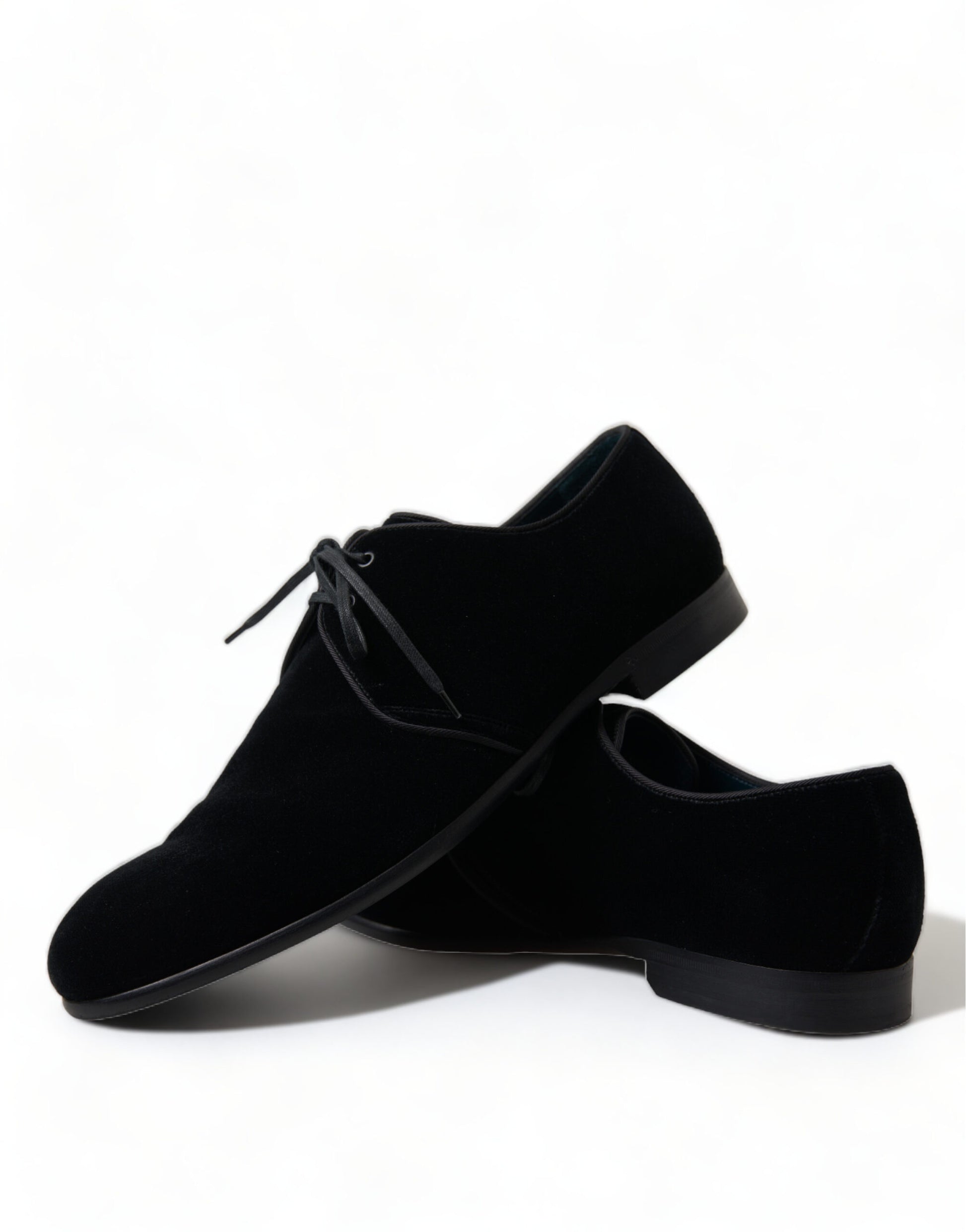 Dolce & Gabbana Black Velvet Lace Up Formal Derby Dress Shoes Dolce & Gabbana