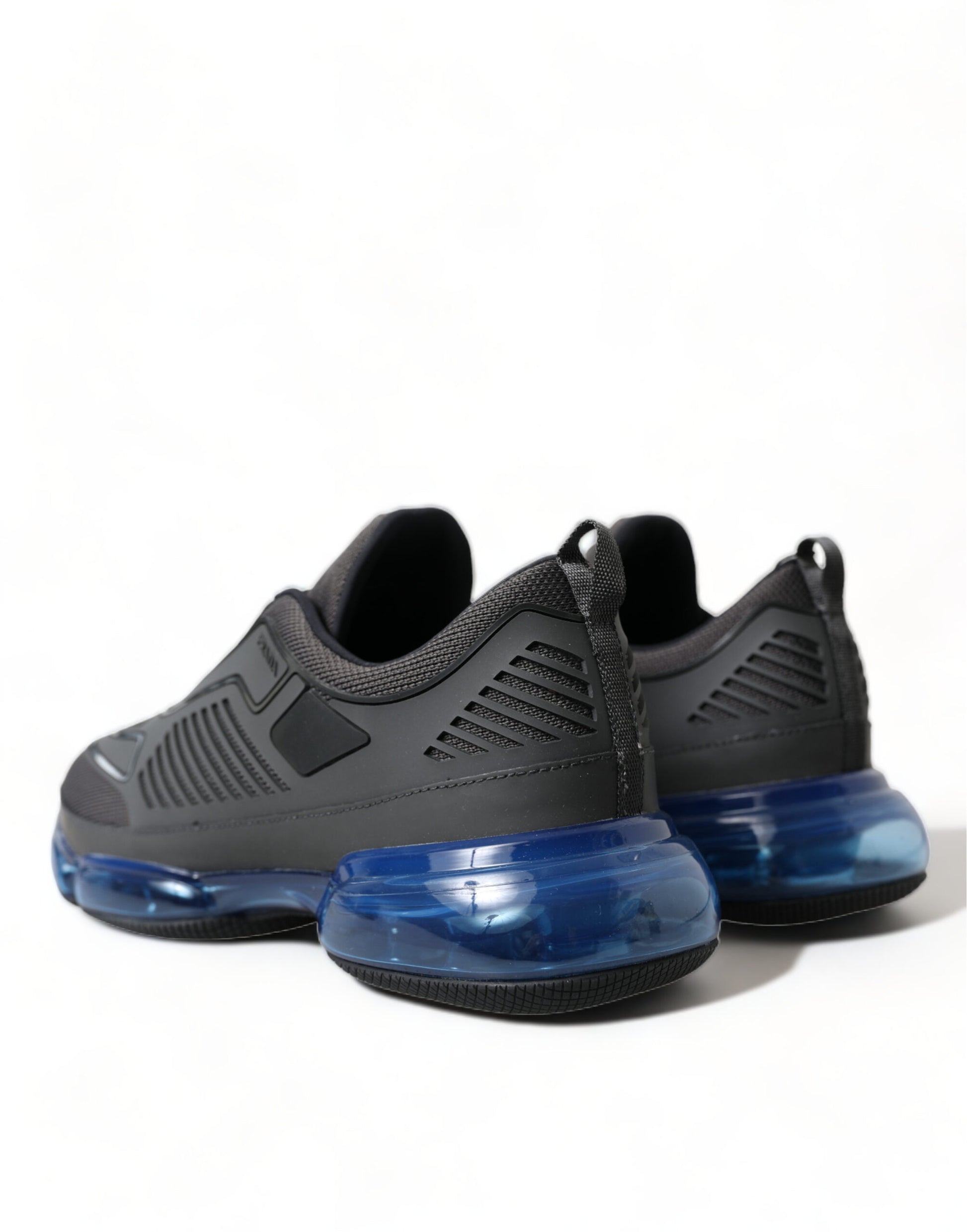 Prada Black Blue Rubber Knit Slip On Low Top Sneakers Shoes Prada