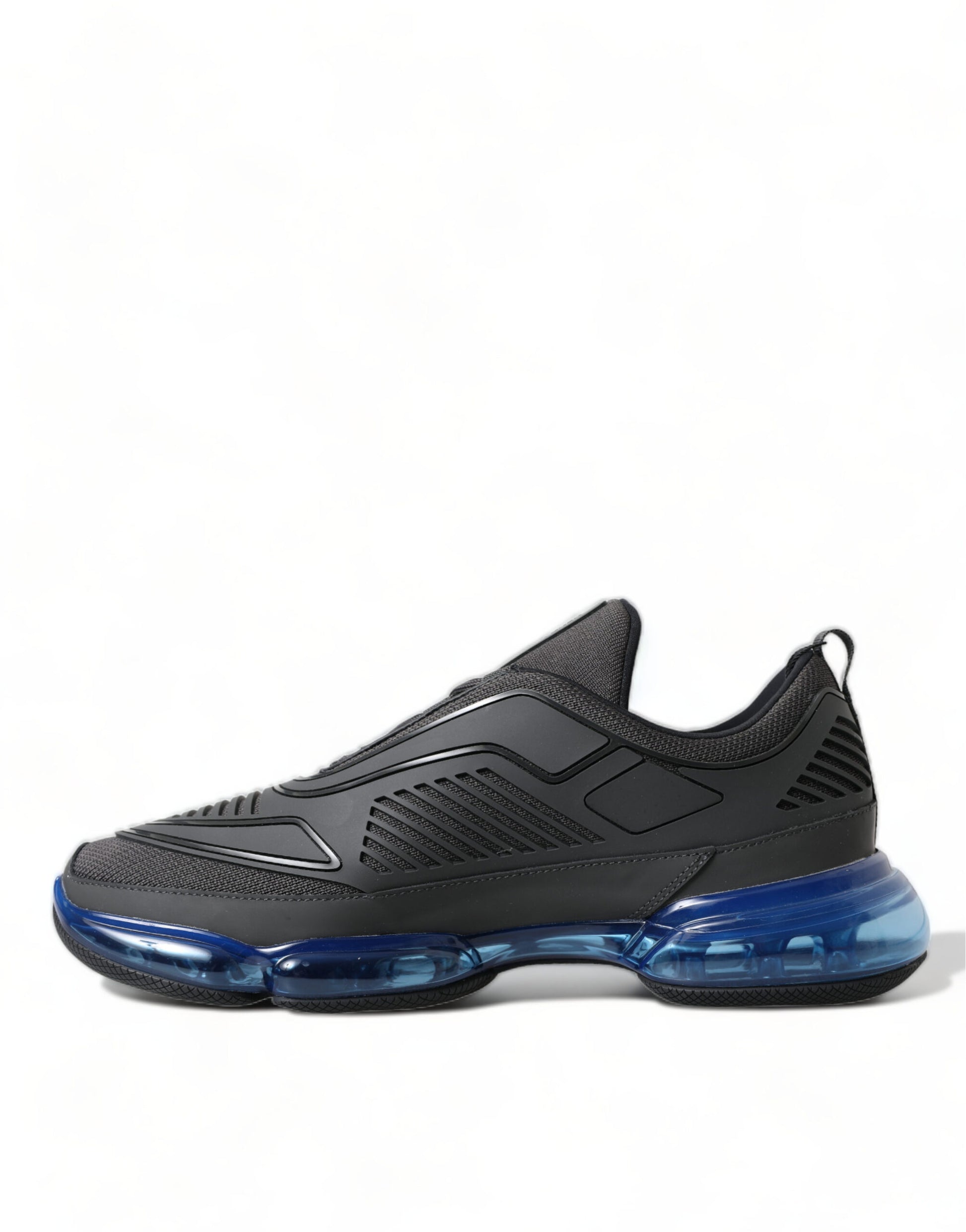 Prada Black Blue Rubber Knit Slip On Low Top Sneakers Shoes Prada