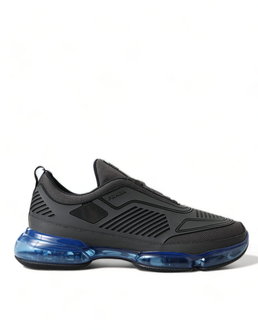 Prada Black Blue Rubber Knit Slip On Low Top Sneakers Shoes Prada