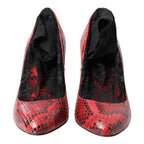 Dolce & Gabbana Red Ayers Leather Lace Socks Pumps Shoes