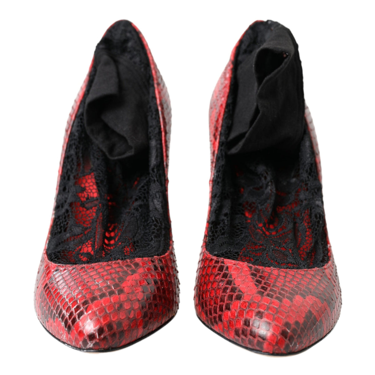 Dolce & Gabbana Red Ayers Leather Lace Socks Pumps Shoes