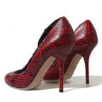 Dolce & Gabbana Red Ayers Leather Lace Socks Pumps Shoes
