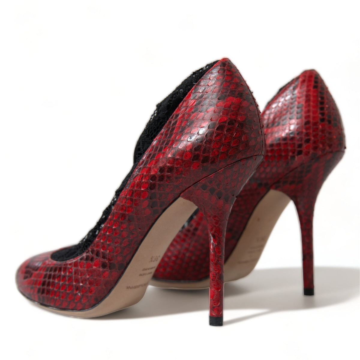 Dolce & Gabbana Red Ayers Leather Lace Socks Pumps Shoes