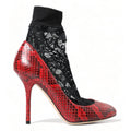 Dolce & Gabbana Red Ayers Leather Lace Socks Pumps Shoes