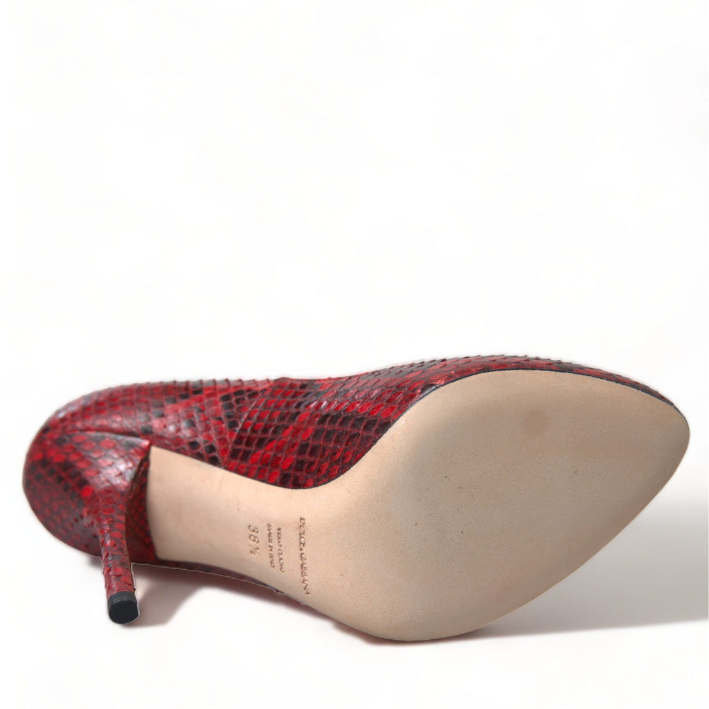 Dolce & Gabbana Red Ayers Leather Lace Socks Pumps Shoes
