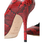 Dolce & Gabbana Red Ayers Leather Lace Socks Pumps Shoes