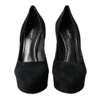 Dolce & Gabbana Black Suede Leather Platform Heel Pumps Shoes