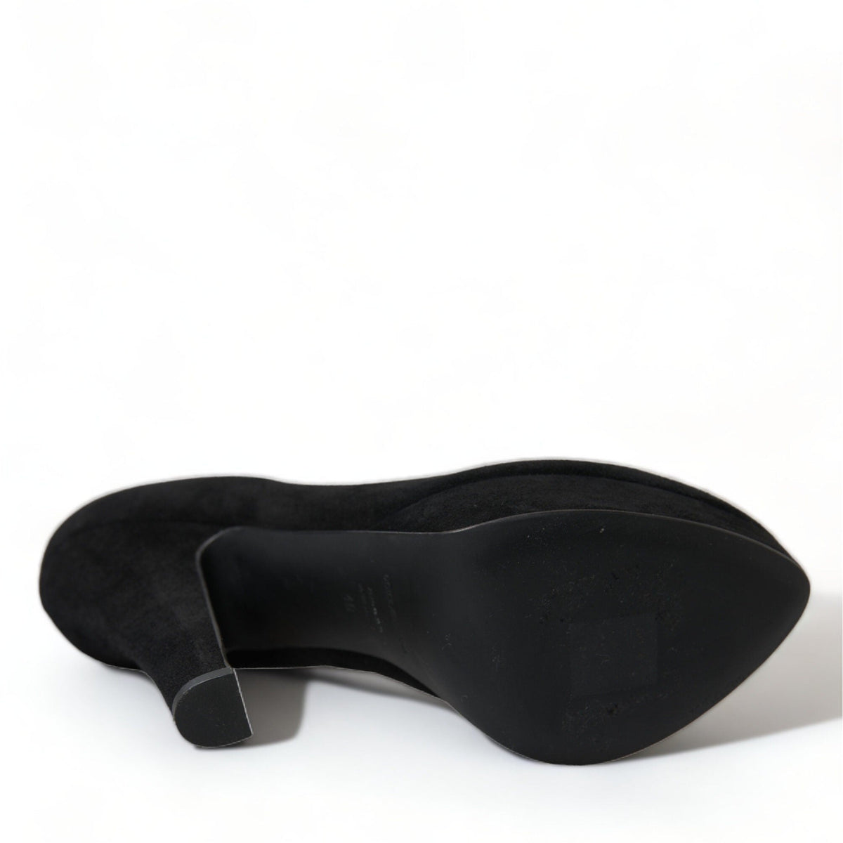 Dolce & Gabbana Black Suede Leather Platform Heel Pumps Shoes
