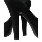 Dolce & Gabbana Black Suede Leather Platform Heel Pumps Shoes