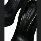 Dolce & Gabbana Black Suede Leather Platform Heel Pumps Shoes