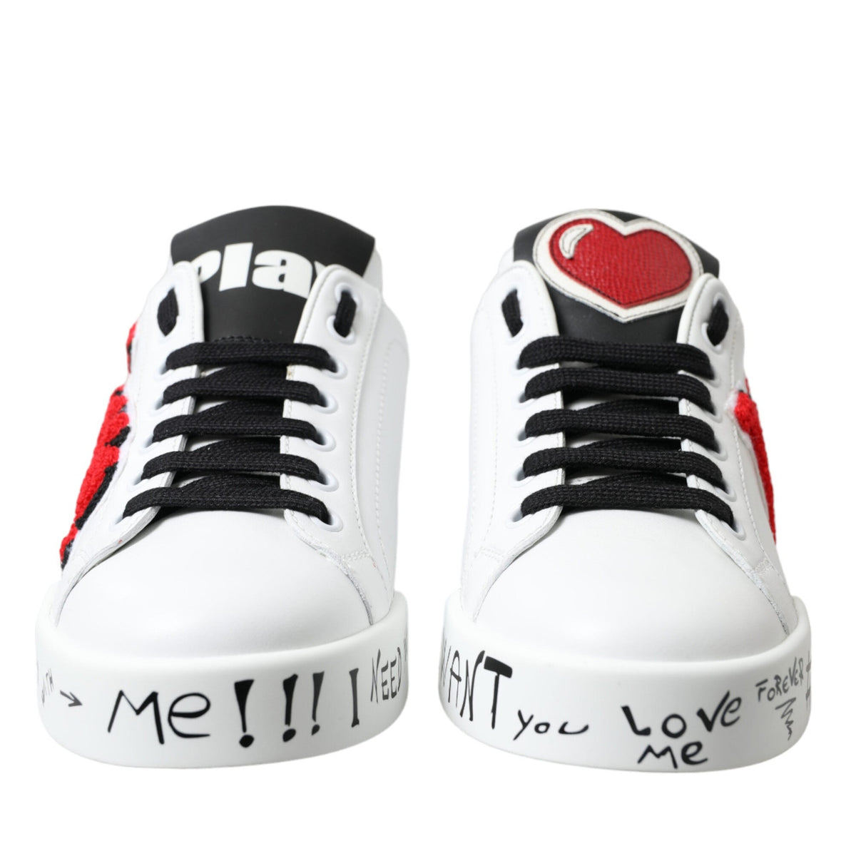 Dolce & Gabbana White Love Patch Portofino Classic Sneakers Shoes