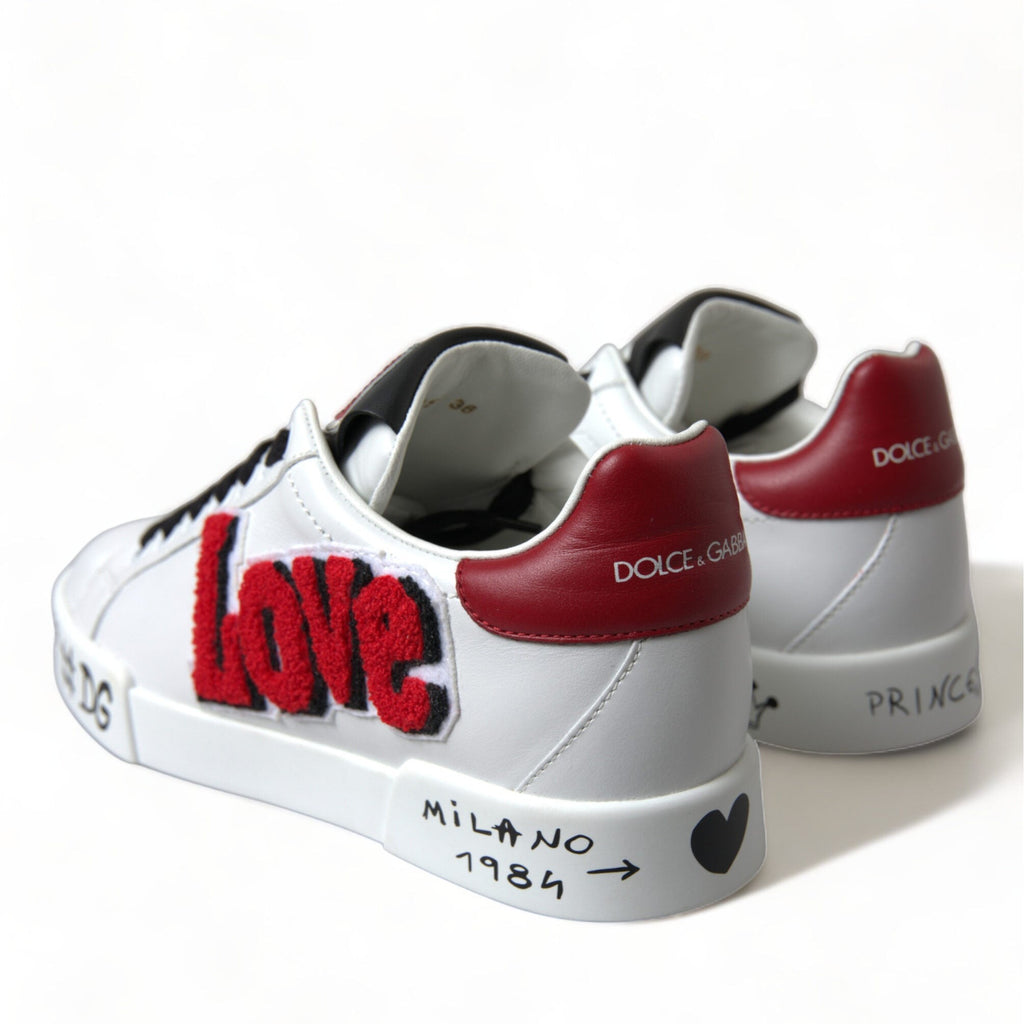 Dolce & Gabbana White Love Patch Portofino Classic Sneakers Shoes