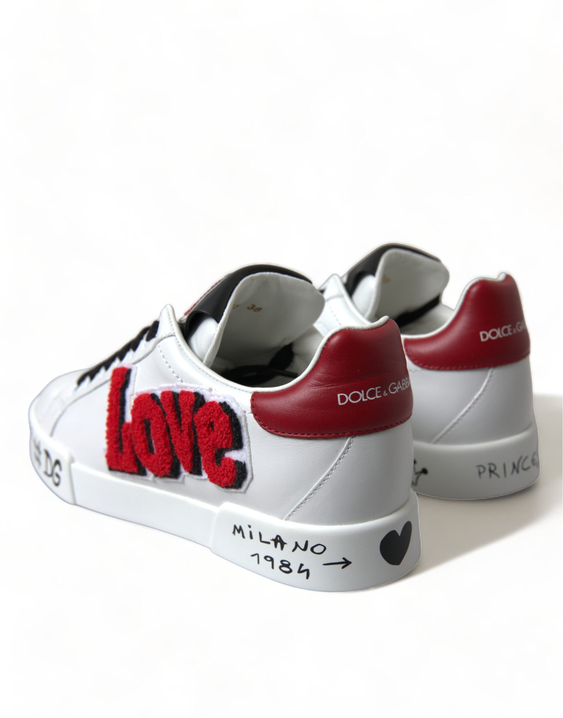 Dolce & Gabbana White Love Patch Portofino Classic Sneakers Shoes Dolce & Gabbana