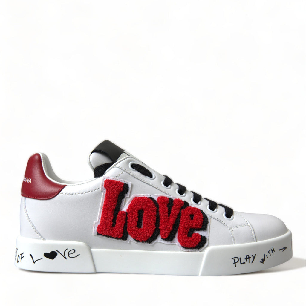 Dolce & Gabbana White Love Patch Portofino Classic Sneakers Shoes