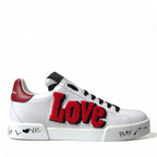 Dolce & Gabbana White Love Patch Portofino Classic Sneakers Shoes