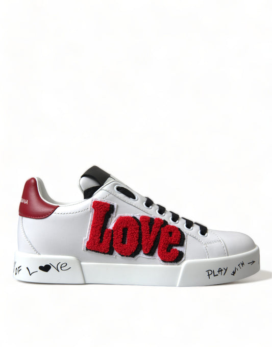 Dolce & Gabbana White Love Patch Portofino Classic Sneakers Shoes Dolce & Gabbana