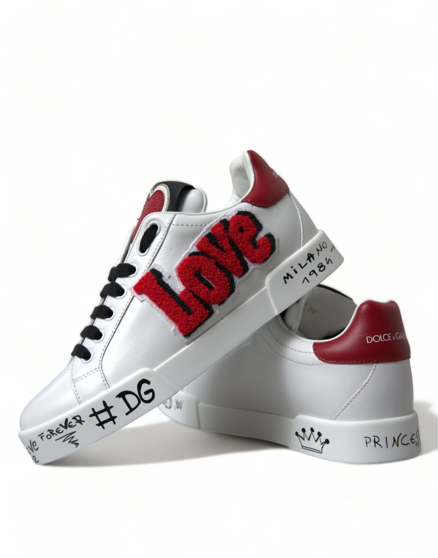 Dolce & Gabbana White Love Patch Portofino Classic Sneakers Shoes Dolce & Gabbana