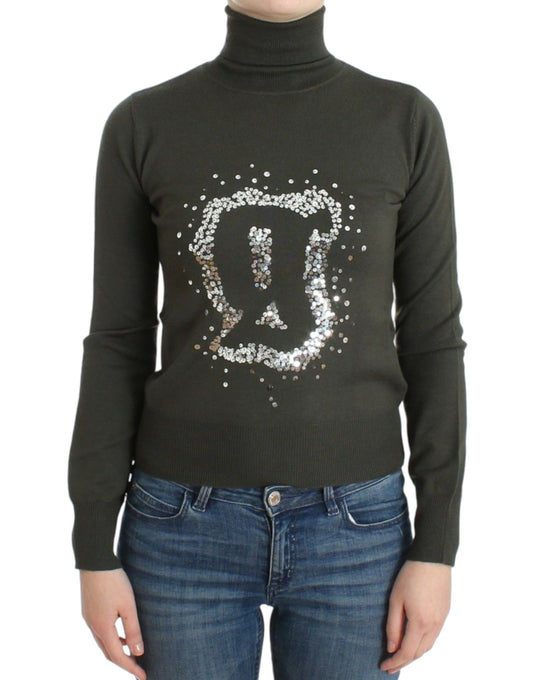 John Galliano Green wool turtleneck sweater John Galliano