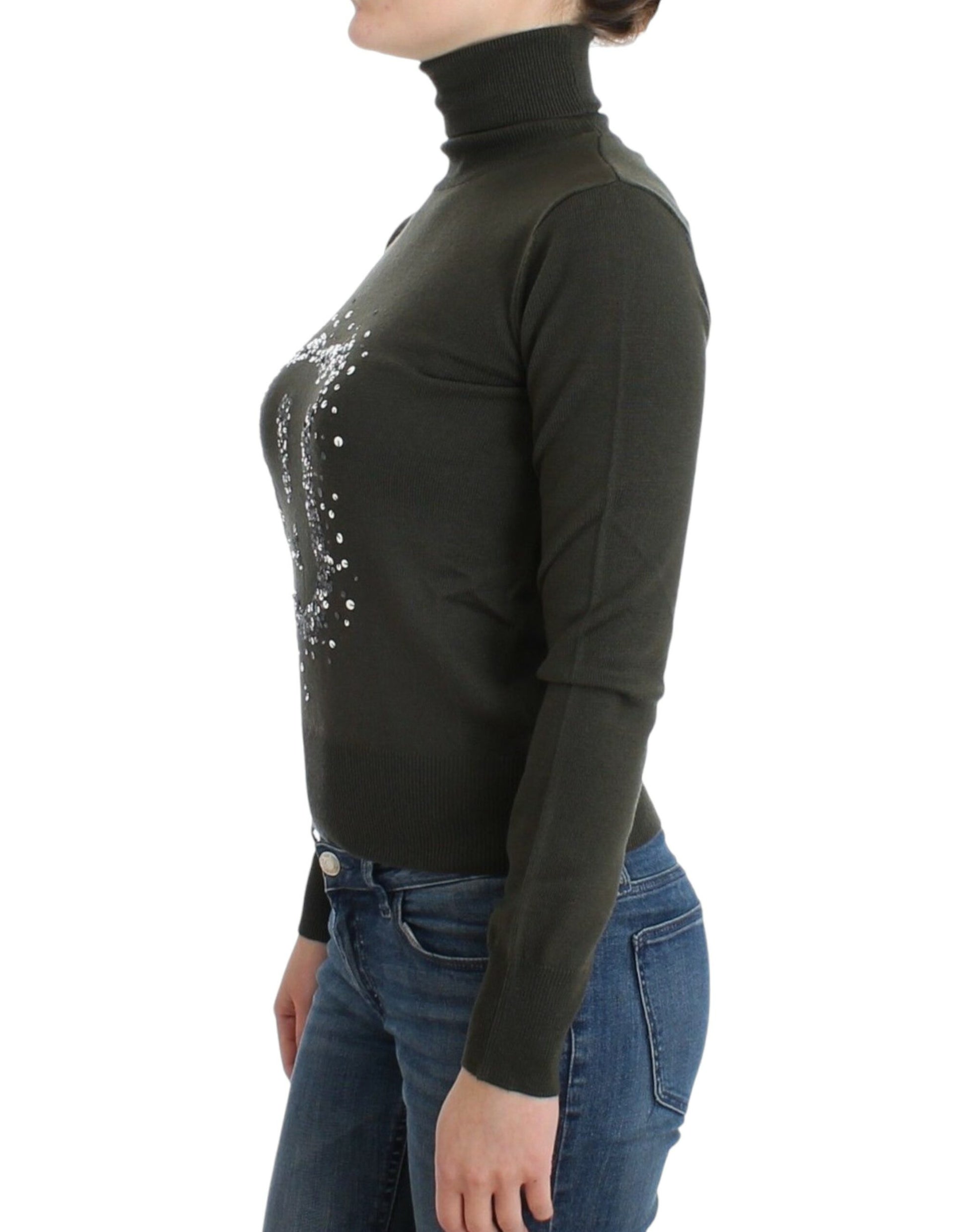 John Galliano Green wool turtleneck sweater John Galliano