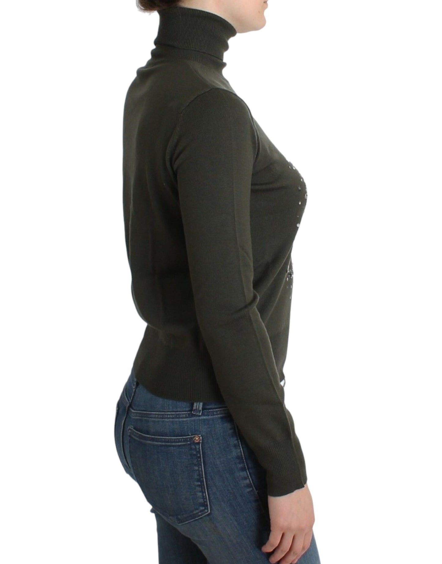 John Galliano Green wool turtleneck sweater John Galliano