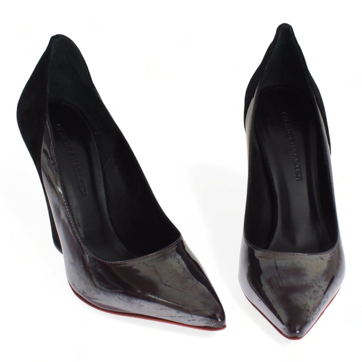Cédric Charlier Gray Black Leather Suede Heels Pumps Shoes