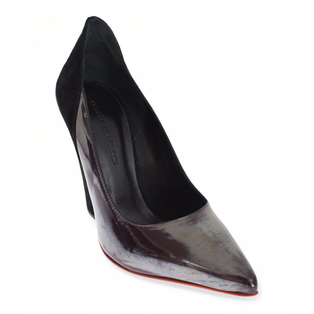 Cédric Charlier Gray Black Leather Suede Heels Pumps Shoes