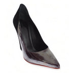 Cédric Charlier Gray Black Leather Suede Heels Pumps Shoes