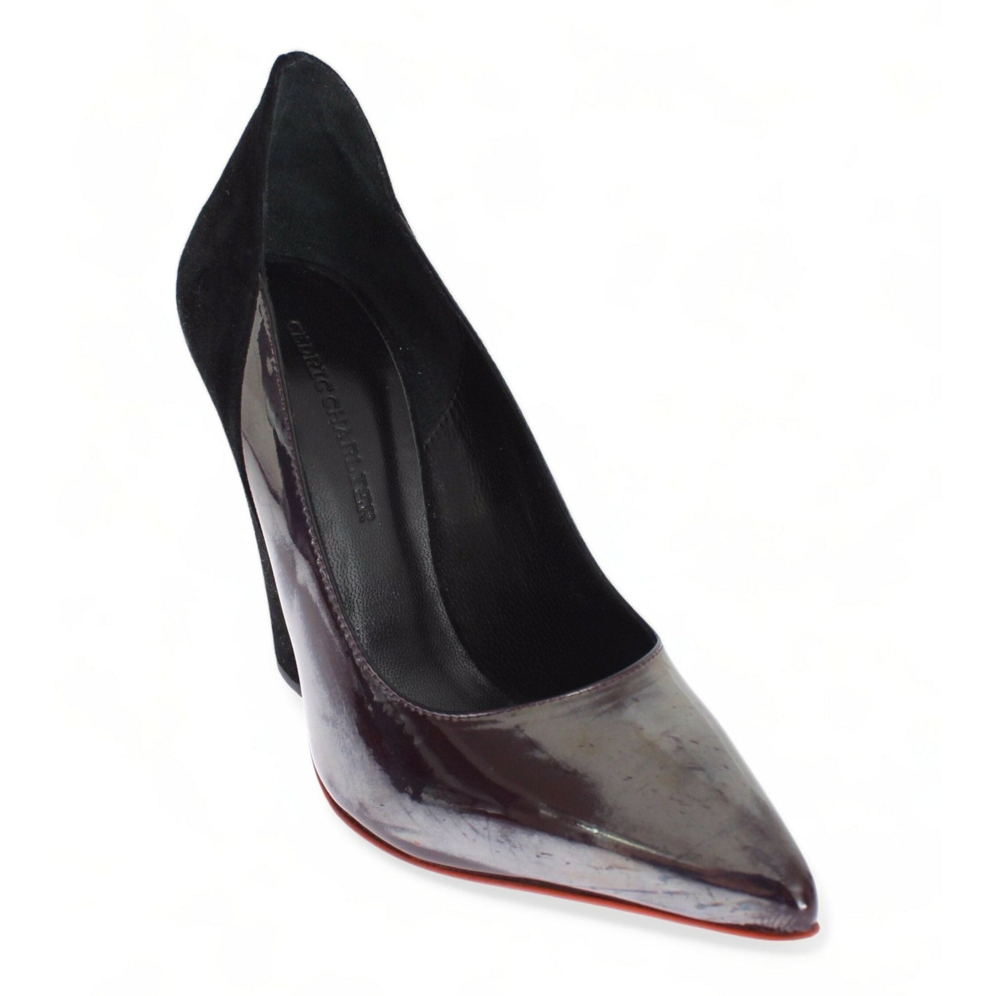 Cédric Charlier Gray Black Leather Suede Heels Pumps Shoes Cédric Charlier