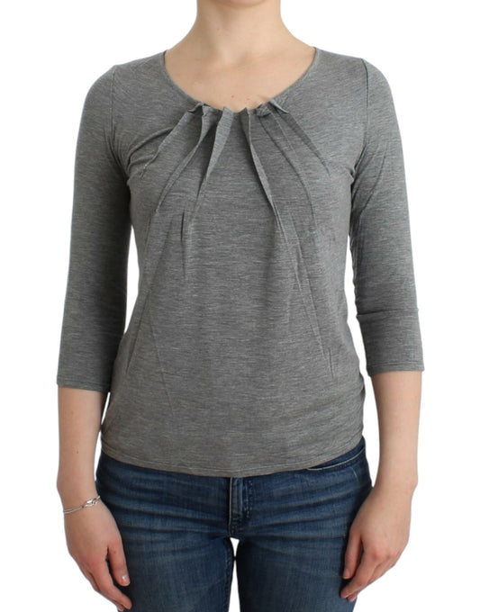 Cavalli Gray 3/4 sleeves jumper top Cavalli