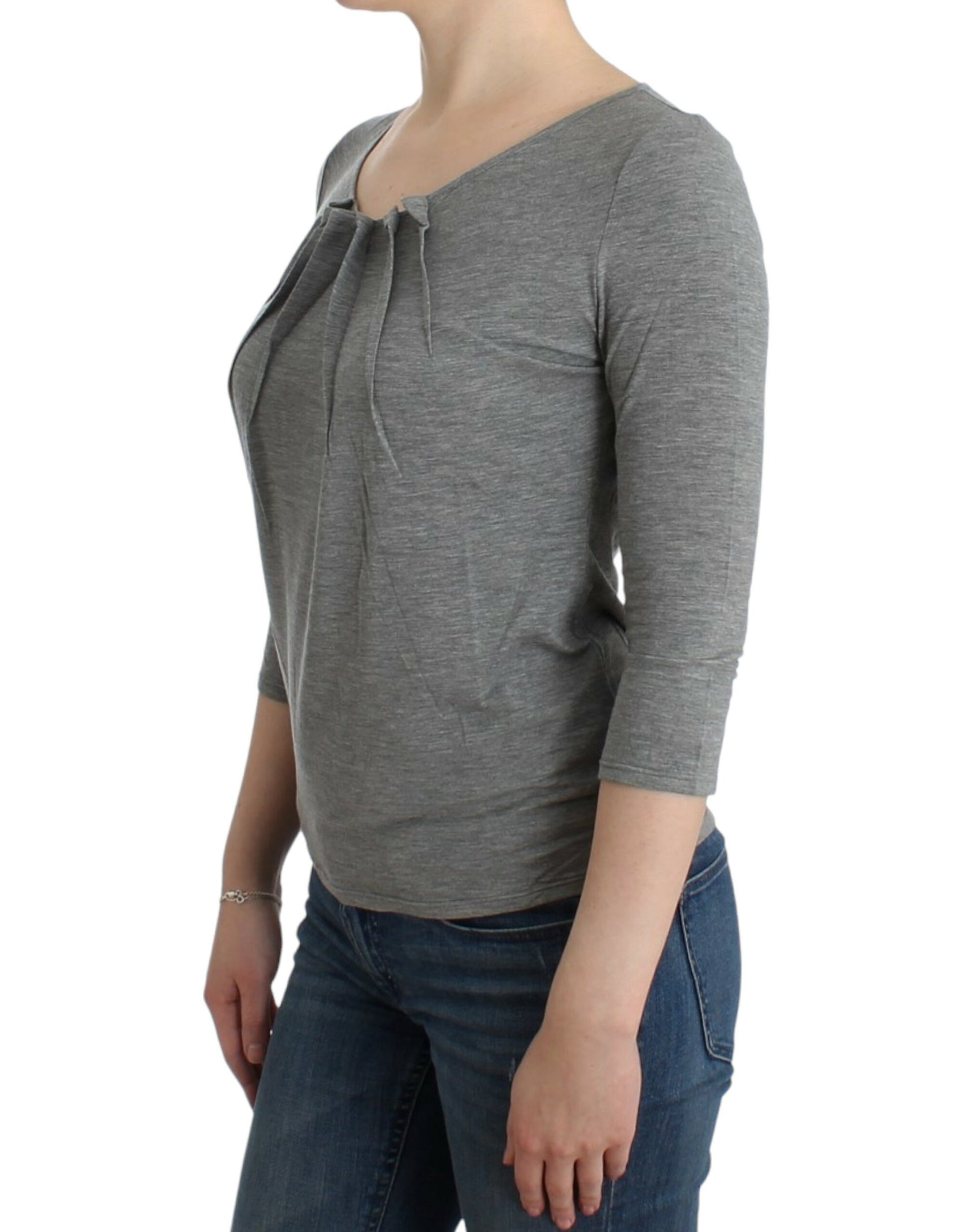Cavalli Gray 3/4 sleeves jumper top Cavalli