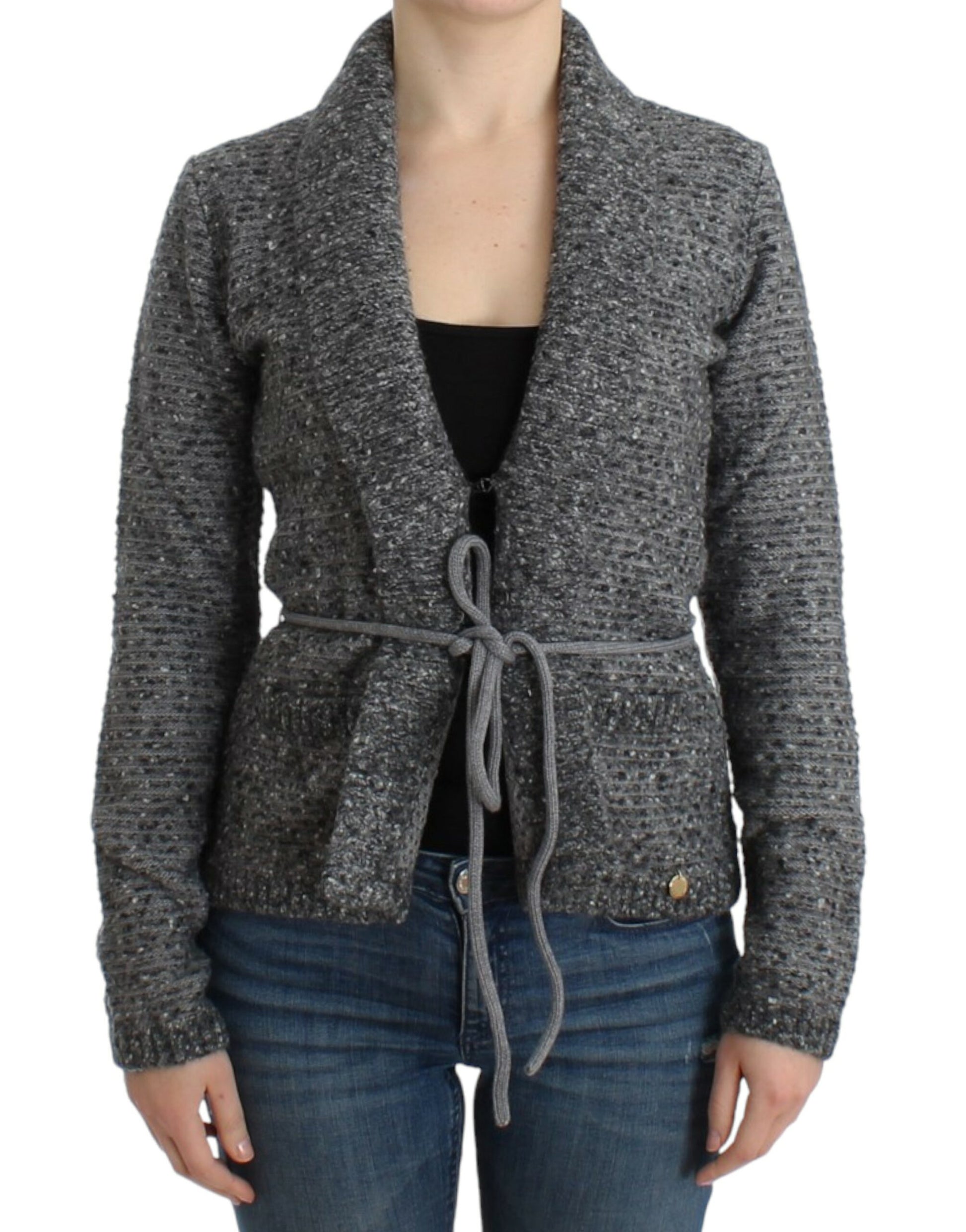 Cavalli Gray wool knitted cardigan Cavalli
