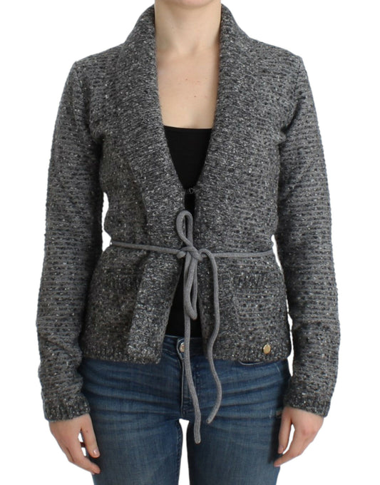 Cavalli Gray wool knitted cardigan Cavalli